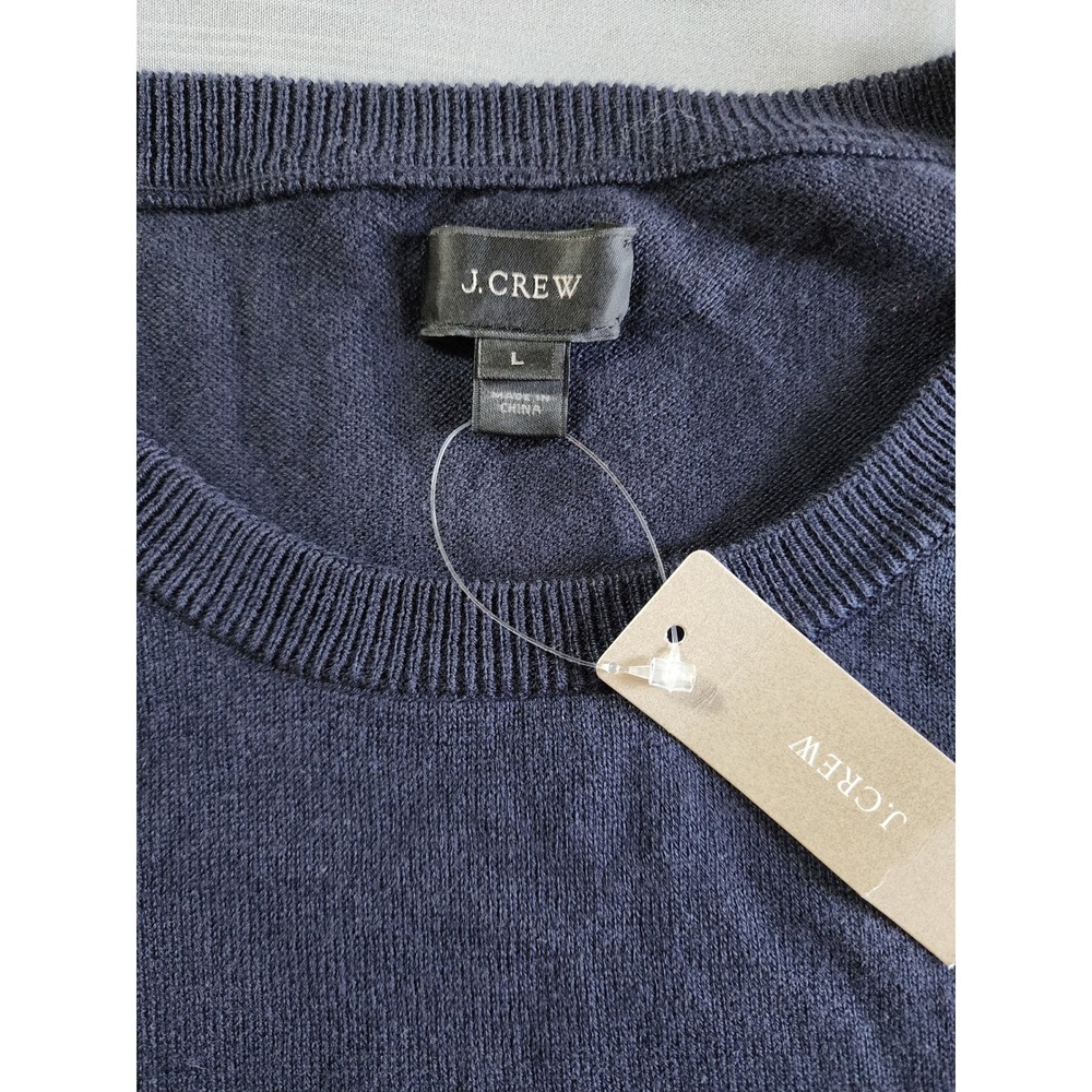 J.Crew Mens Navy Blue 100% Cotton Crewneck Sweater Size Large NWT Preppy H3580 - Picture 3 of 6